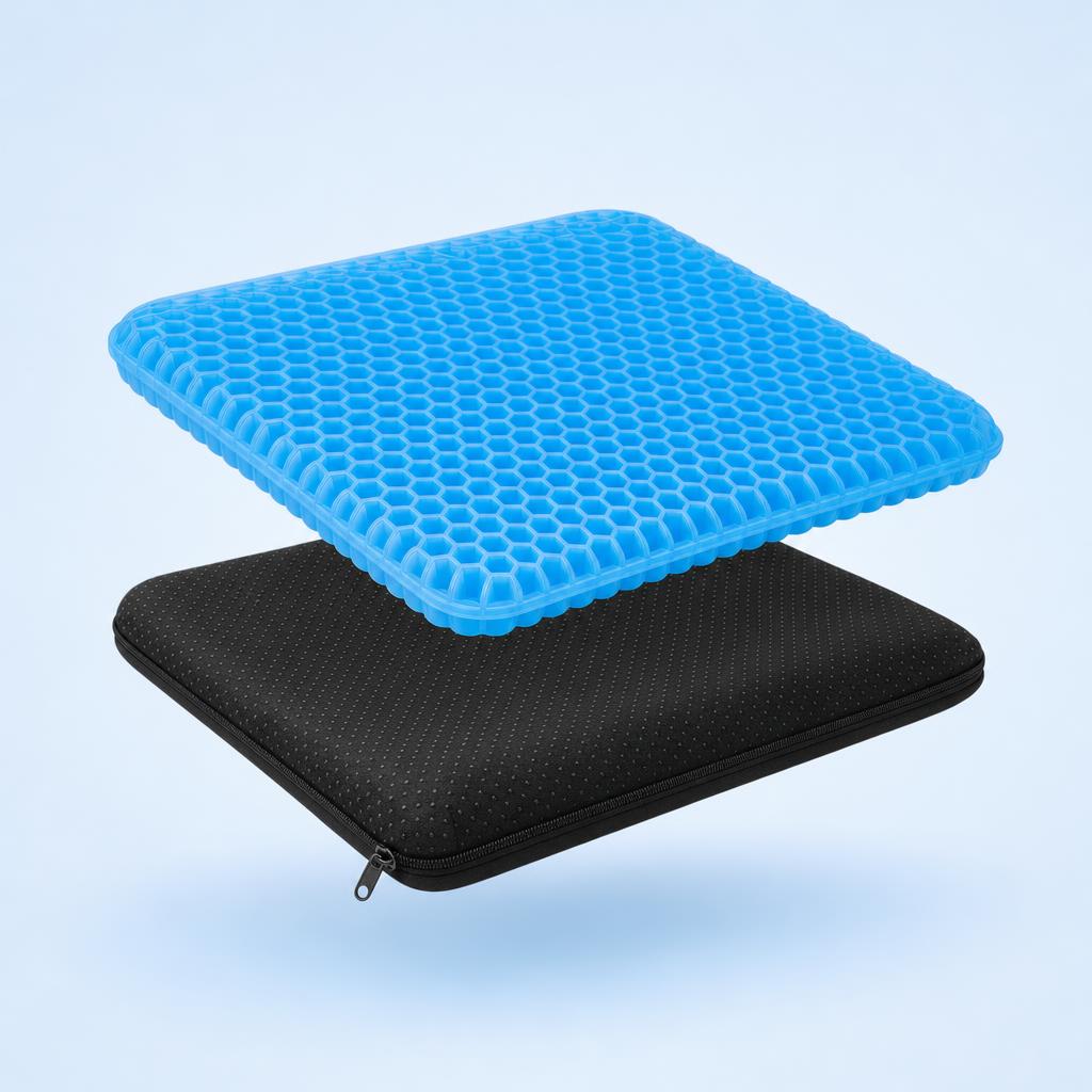 Honeycomb gel seat cushion with black cover